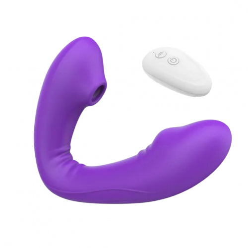 VIBRADOR SUCCIONADOR CLITORIANO CON CONTROL REMOTO RECARGABLE MORADO