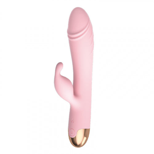 VIBRADOR LUST CON ROTACION Y ESTIMULADOR CLITORIAL RECARGABLE ROSADO