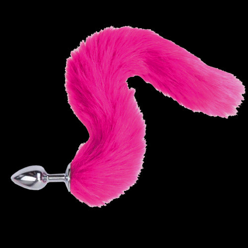 PLUG ANAL METALICO COLA DE ZORRO FUCSIA