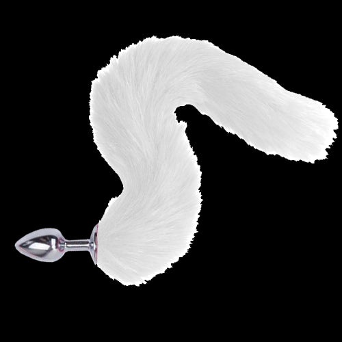 PLUG ANAL METALICO COLA DE ZORRO BLANCA