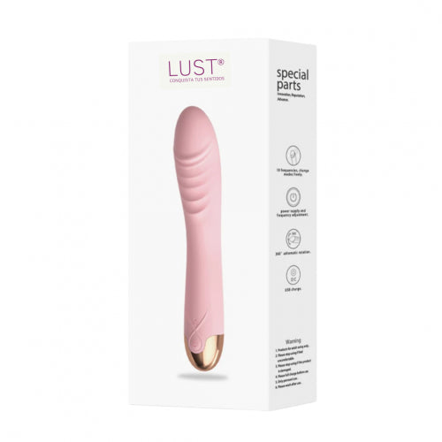 VIBRADOR LUST CON ROTACION RECARGABLE ROSADO